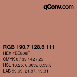 カラーコード: RGB 190.7 128.6 111 | qconv.com
