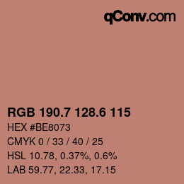 カラーコード: RGB 190.7 128.6 115 | qconv.com