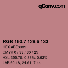 カラーコード: RGB 190.7 128.6 133 | qconv.com