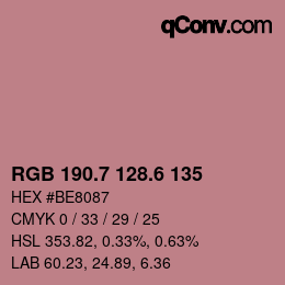 カラーコード: RGB 190.7 128.6 135 | qconv.com
