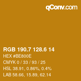 カラーコード: RGB 190.7 128.6 14 | qconv.com