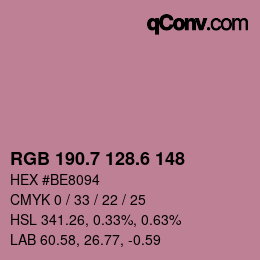 カラーコード: RGB 190.7 128.6 148 | qconv.com