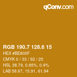 カラーコード: RGB 190.7 128.6 15 | qconv.com