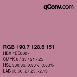 カラーコード: RGB 190.7 128.6 151 | qconv.com