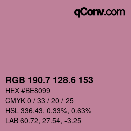 カラーコード: RGB 190.7 128.6 153 | qconv.com