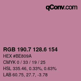 カラーコード: RGB 190.7 128.6 154 | qconv.com