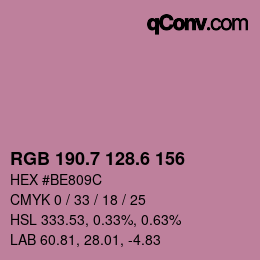 カラーコード: RGB 190.7 128.6 156 | qconv.com