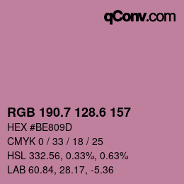 カラーコード: RGB 190.7 128.6 157 | qconv.com