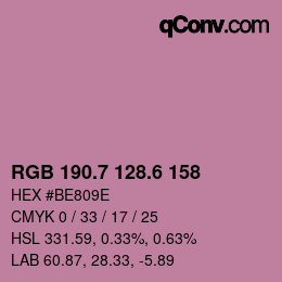 カラーコード: RGB 190.7 128.6 158 | qconv.com