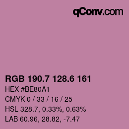 カラーコード: RGB 190.7 128.6 161 | qconv.com