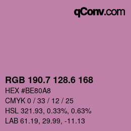 カラーコード: RGB 190.7 128.6 168 | qconv.com