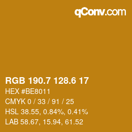 カラーコード: RGB 190.7 128.6 17 | qconv.com