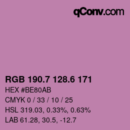 カラーコード: RGB 190.7 128.6 171 | qconv.com