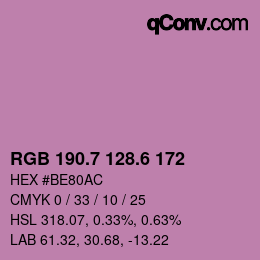 カラーコード: RGB 190.7 128.6 172 | qconv.com