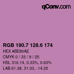 カラーコード: RGB 190.7 128.6 174 | qconv.com