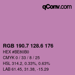 カラーコード: RGB 190.7 128.6 176 | qconv.com