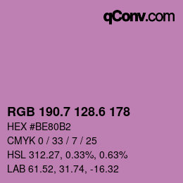 カラーコード: RGB 190.7 128.6 178 | qconv.com