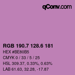 カラーコード: RGB 190.7 128.6 181 | qconv.com