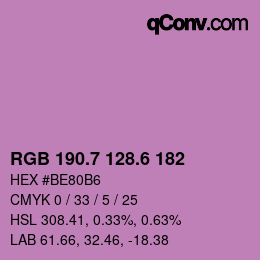 カラーコード: RGB 190.7 128.6 182 | qconv.com