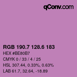 カラーコード: RGB 190.7 128.6 183 | qconv.com