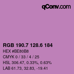 カラーコード: RGB 190.7 128.6 184 | qconv.com