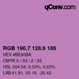 カラーコード: RGB 190.7 128.6 186 | qconv.com