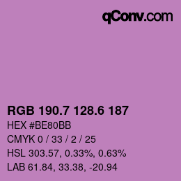 カラーコード: RGB 190.7 128.6 187 | qconv.com