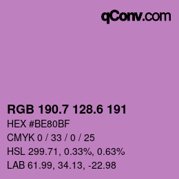 カラーコード: RGB 190.7 128.6 191 | qconv.com