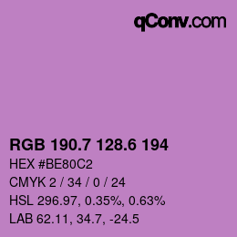 カラーコード: RGB 190.7 128.6 194 | qconv.com