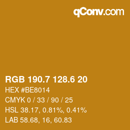 カラーコード: RGB 190.7 128.6 20 | qconv.com