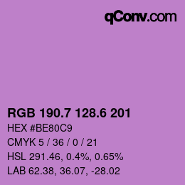 カラーコード: RGB 190.7 128.6 201 | qconv.com