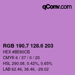 カラーコード: RGB 190.7 128.6 203 | qconv.com