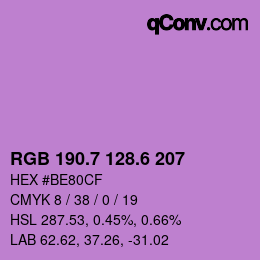 カラーコード: RGB 190.7 128.6 207 | qconv.com