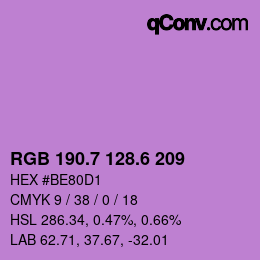 カラーコード: RGB 190.7 128.6 209 | qconv.com
