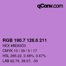 カラーコード: RGB 190.7 128.6 211 | qconv.com