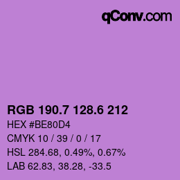 カラーコード: RGB 190.7 128.6 212 | qconv.com