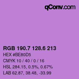カラーコード: RGB 190.7 128.6 213 | qconv.com