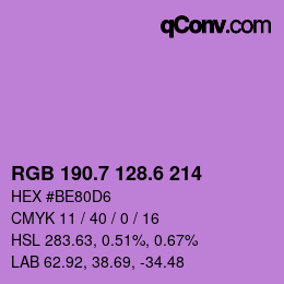 カラーコード: RGB 190.7 128.6 214 | qconv.com