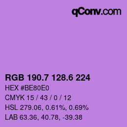 カラーコード: RGB 190.7 128.6 224 | qconv.com
