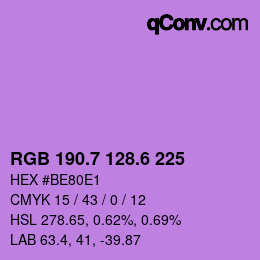 カラーコード: RGB 190.7 128.6 225 | qconv.com