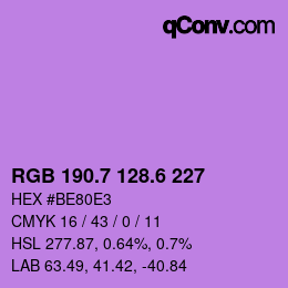 カラーコード: RGB 190.7 128.6 227 | qconv.com