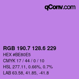 カラーコード: RGB 190.7 128.6 229 | qconv.com