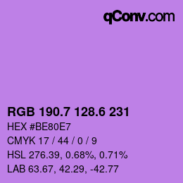 カラーコード: RGB 190.7 128.6 231 | qconv.com