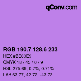 カラーコード: RGB 190.7 128.6 233 | qconv.com