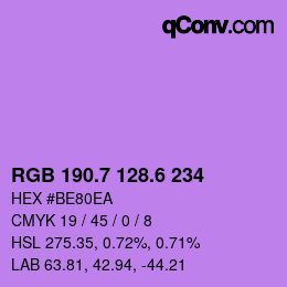 カラーコード: RGB 190.7 128.6 234 | qconv.com