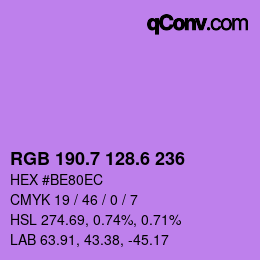 カラーコード: RGB 190.7 128.6 236 | qconv.com