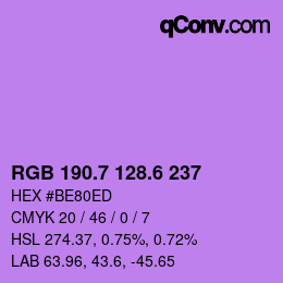 カラーコード: RGB 190.7 128.6 237 | qconv.com
