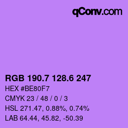 カラーコード: RGB 190.7 128.6 247 | qconv.com