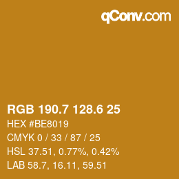 カラーコード: RGB 190.7 128.6 25 | qconv.com