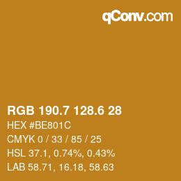 カラーコード: RGB 190.7 128.6 28 | qconv.com